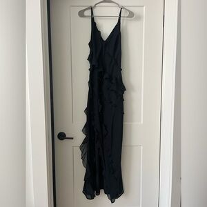 Abercrombie & Fitch Black Ruffle Slip Dress - Elegant & Flowy